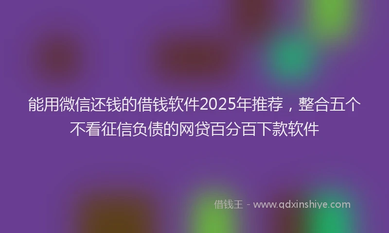 能用微信还钱的借钱软件2025年推荐，整合五个不看征信负债的网贷百分百下款软件