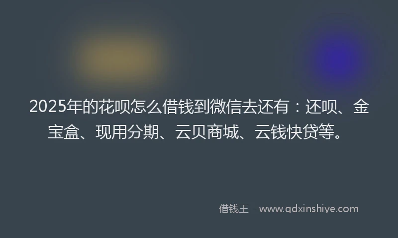 2025年的花呗怎么借钱到微信去还有：还呗、金宝盒、现用分期、云贝商城、云钱快贷等。