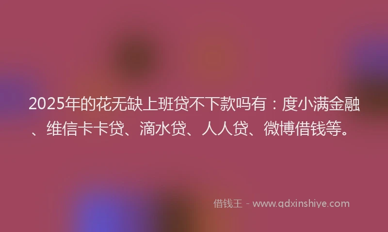 2025年的花无缺上班贷不下款吗有：度小满金融、维信卡卡贷、滴水贷、人人贷、微博借钱等。