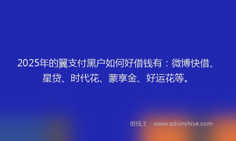 2025年的翼支付黑户如何好借钱有：微博快借、星贷、时代花、蒙享金、好运花等。