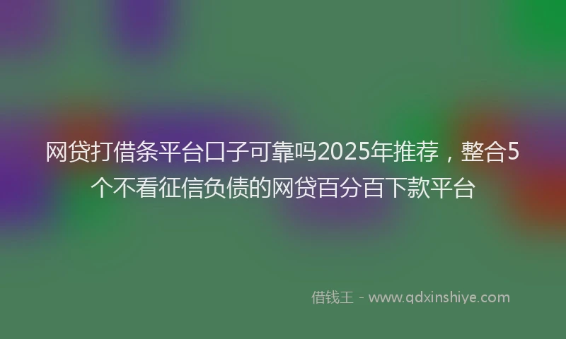网贷打借条平台口子可靠吗2025年推荐，整合5个不看征信负债的网贷百分百下款平台