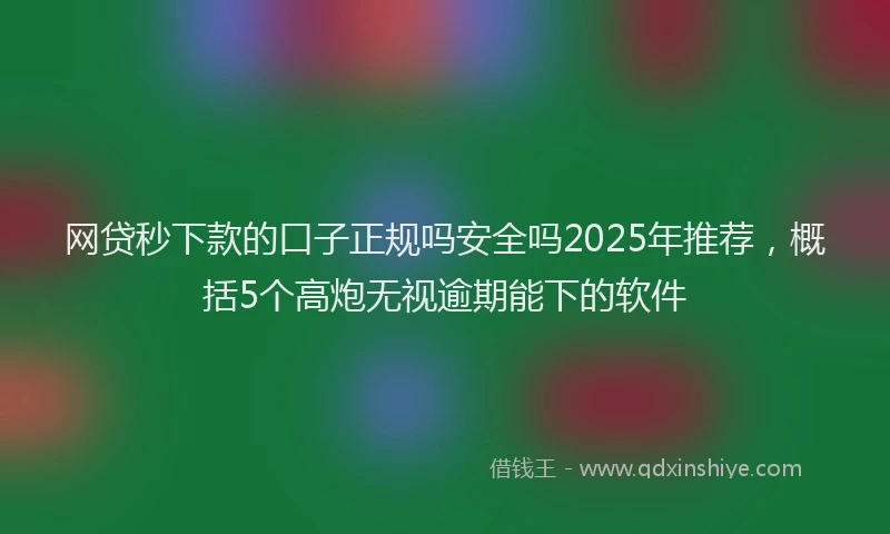 网贷秒下款的口子正规吗安全吗2025年推荐，概括5个高炮无视逾期能下的软件