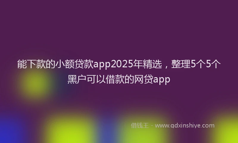 能下款的小额贷款app2025年精选，整理5个5个黑户可以借款的网贷app