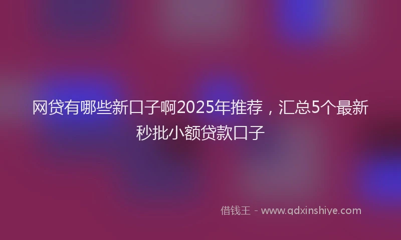 网贷有哪些新口子啊2025年推荐，汇总5个最新秒批小额贷款口子