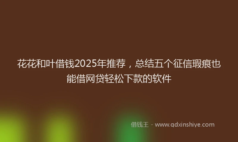 花花和叶借钱2025年推荐，总结五个征信瑕疵也能借网贷轻松下款的软件