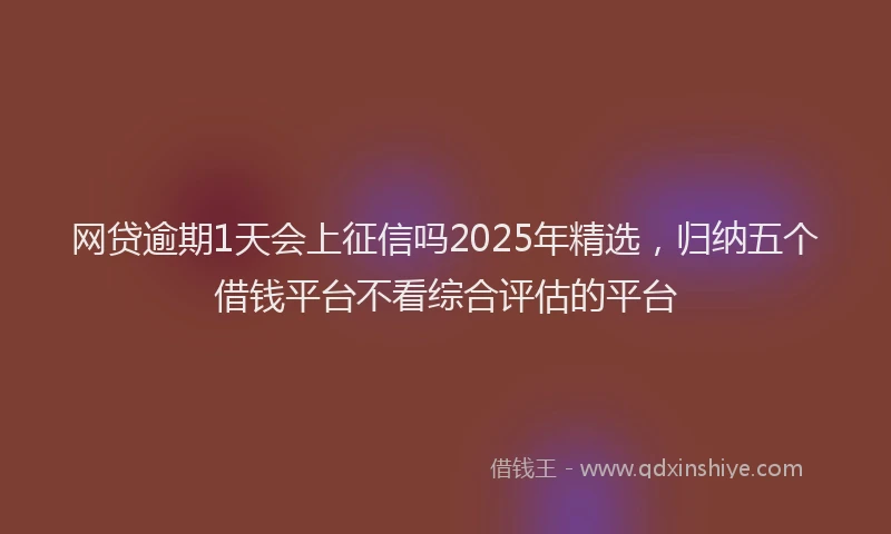 网贷逾期1天会上征信吗2025年精选，归纳五个借钱平台不看综合评估的平台