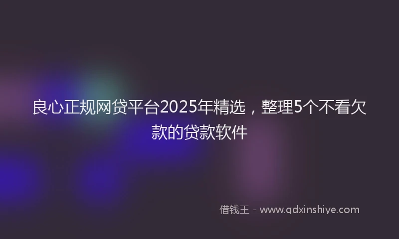良心正规网贷平台2025年精选，整理5个不看欠款的贷款软件