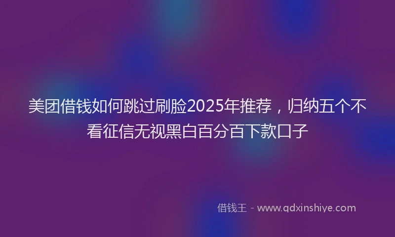 美团借钱如何跳过刷脸2025年推荐，归纳五个不看征信无视黑白百分百下款口子