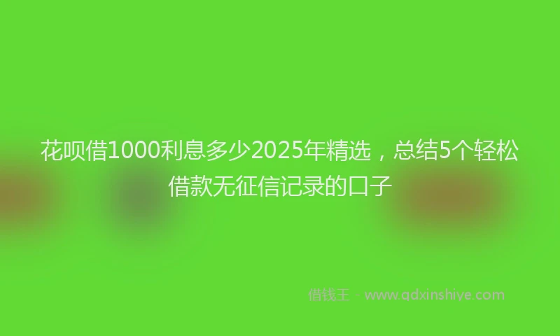 花呗借1000利息多少2025年精选，总结5个轻松借款无征信记录的口子