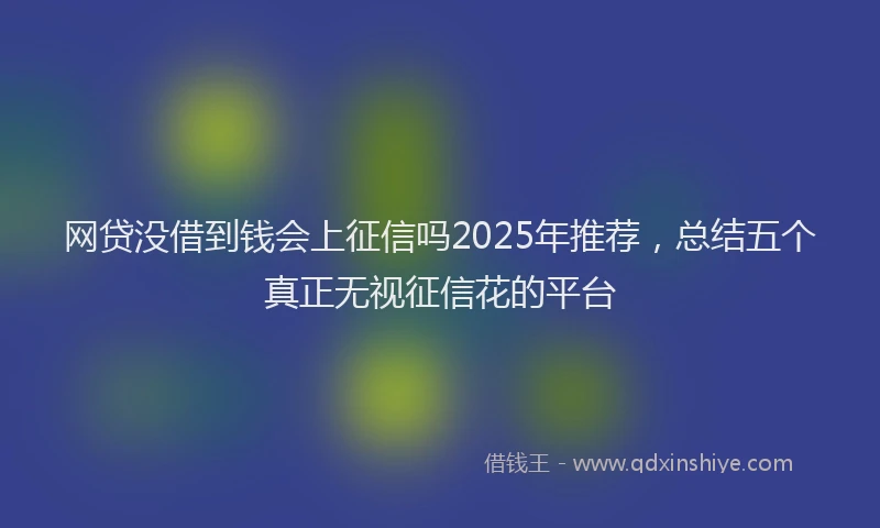 网贷没借到钱会上征信吗2025年推荐，总结五个真正无视征信花的平台