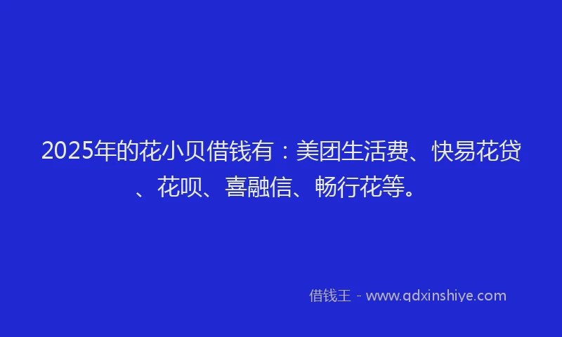 2025年的花小贝借钱有：美团生活费、快易花贷、花呗、喜融信、畅行花等。