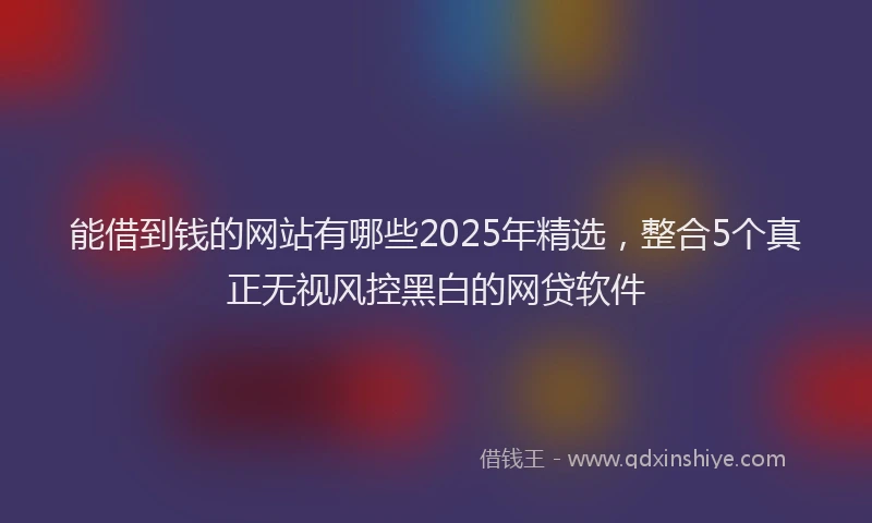 能借到钱的网站有哪些2025年精选，整合5个真正无视风控黑白的网贷软件