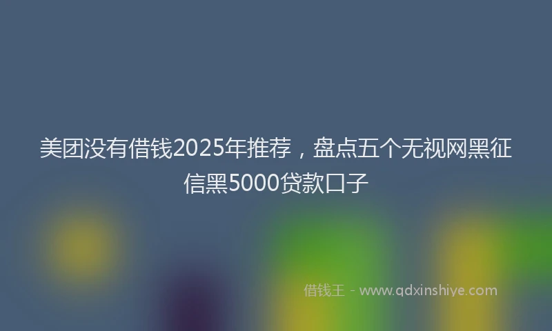 美团没有借钱2025年推荐，盘点五个无视网黑征信黑5000贷款口子
