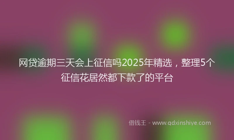 网贷逾期三天会上征信吗2025年精选，整理5个征信花居然都下款了的平台