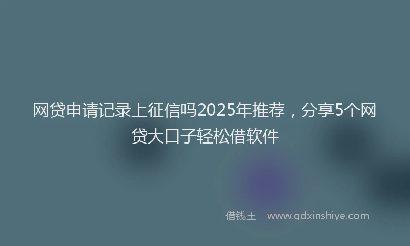 网贷申请记录上征信吗2025年推荐，分享5个网贷大口子轻松借软件
