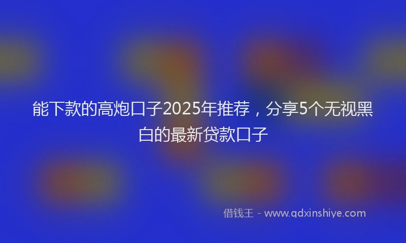 能下款的高炮口子2025年推荐，分享5个无视黑白的最新贷款口子