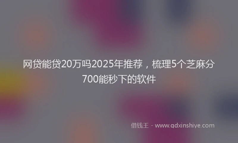 网贷能贷20万吗2025年推荐，梳理5个芝麻分700能秒下的软件