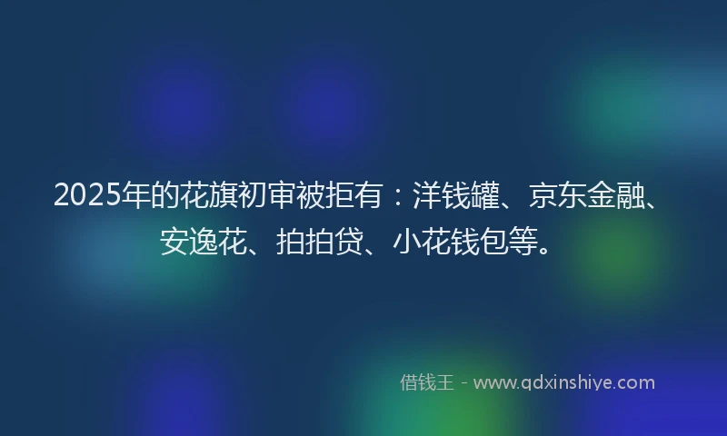 2025年的花旗初审被拒有：洋钱罐、京东金融、安逸花、拍拍贷、小花钱包等。