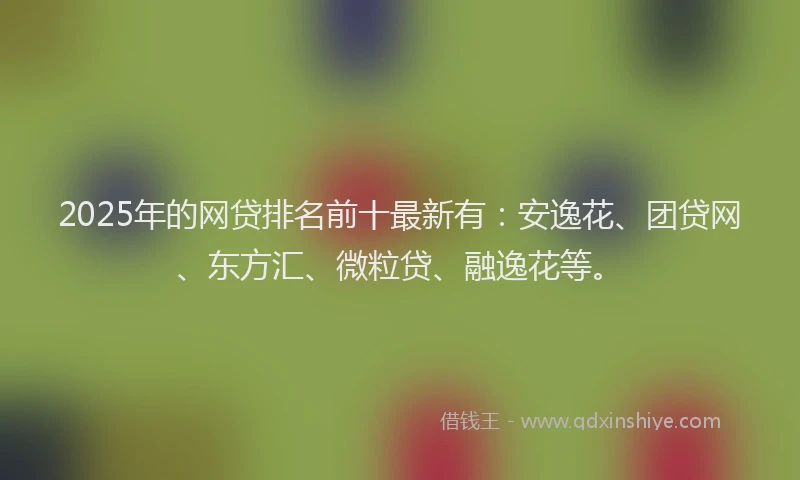 2025年的网贷排名前十最新有：安逸花、团贷网、东方汇、微粒贷、融逸花等。