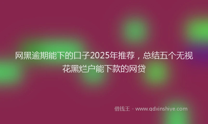 网黑逾期能下的口子2025年推荐，总结五个无视花黑烂户能下款的网贷