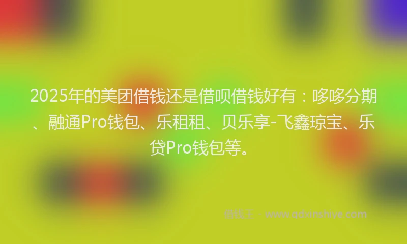 2025年的美团借钱还是借呗借钱好有：哆哆分期、融通Pro钱包、乐租租、贝乐享-飞鑫琼宝、乐贷Pro钱包等。