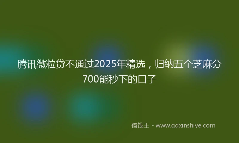 腾讯微粒贷不通过2025年精选，归纳五个芝麻分700能秒下的口子