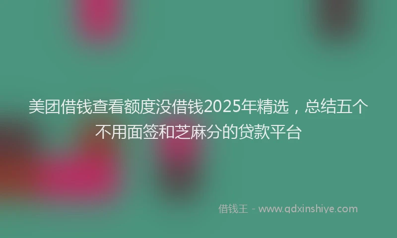 美团借钱查看额度没借钱2025年精选，总结五个不用面签和芝麻分的贷款平台