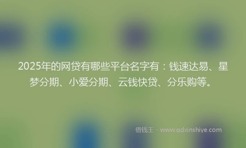 2025年的网贷有哪些平台名字有：钱速达易、星梦分期、小爱分期、云钱快贷、分乐购等。
