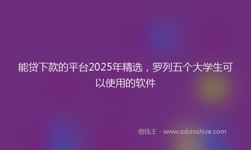 能贷下款的平台2025年精选，罗列五个大学生可以使用的软件