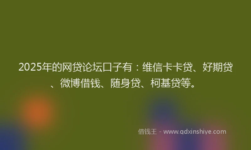 2025年的网贷论坛口子有：维信卡卡贷、好期贷、微博借钱、随身贷、柯基贷等。