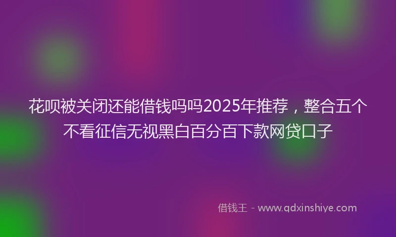 花呗被关闭还能借钱吗吗2025年推荐，整合五个不看征信无视黑白百分百下款网贷口子