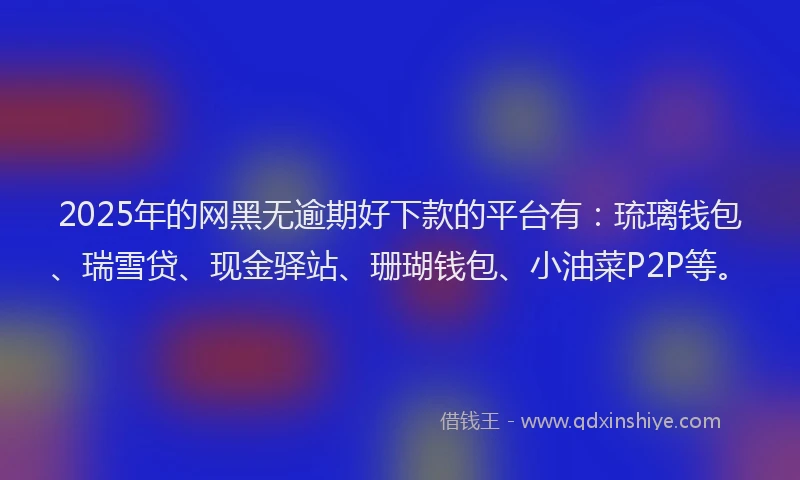 2025年的网黑无逾期好下款的平台有：琉璃钱包、瑞雪贷、现金驿站、珊瑚钱包、小油菜P2P等。