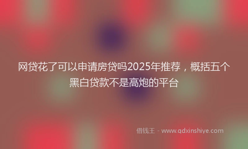 网贷花了可以申请房贷吗2025年推荐，概括五个黑白贷款不是高炮的平台
