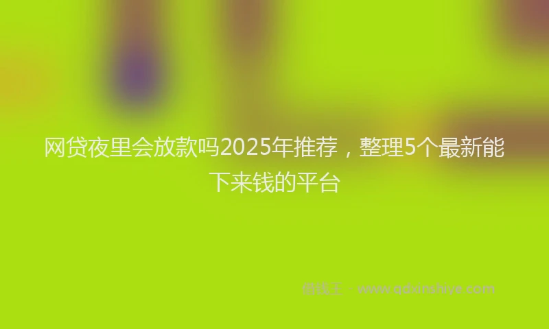 网贷夜里会放款吗2025年推荐，整理5个最新能下来钱的平台
