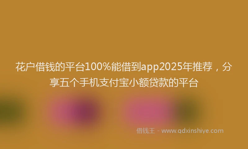 花户借钱的平台100%能借到app2025年推荐，分享五个手机支付宝小额贷款的平台