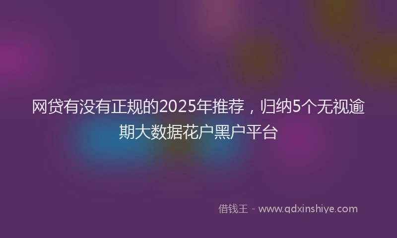 网贷有没有正规的2025年推荐，归纳5个无视逾期大数据花户黑户平台