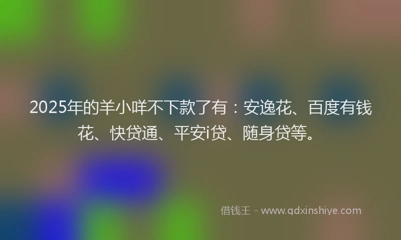 2025年的羊小咩不下款了有：安逸花、百度有钱花、快贷通、平安i贷、随身贷等。