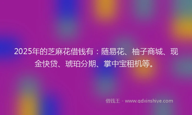 2025年的芝麻花借钱有：随易花、柚子商城、现金快贷、琥珀分期、掌中宝租机等。