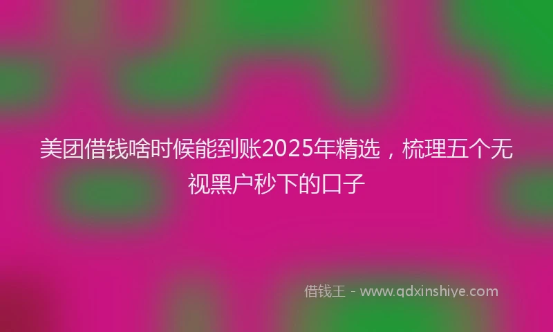 美团借钱啥时候能到账2025年精选，梳理五个无视黑户秒下的口子