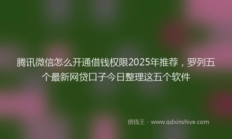 腾讯微信怎么开通借钱权限2025年推荐，罗列五个最新网贷口子今日整理这五个软件