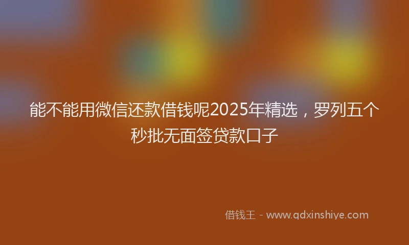 能不能用微信还款借钱呢2025年精选，罗列五个秒批无面签贷款口子