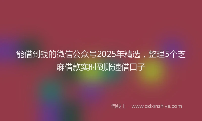 能借到钱的微信公众号2025年精选，整理5个芝麻借款实时到账速借口子