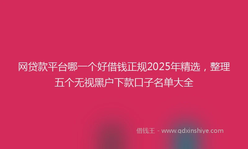 网贷款平台哪一个好借钱正规2025年精选，整理五个无视黑户下款口子名单大全