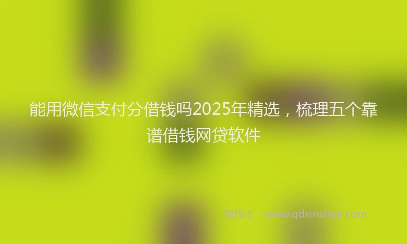 能用微信支付分借钱吗2025年精选，梳理五个靠谱借钱网贷软件