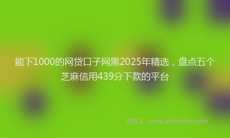 能下1000的网贷口子网黑2025年精选，盘点五个芝麻信用439分下款的平台