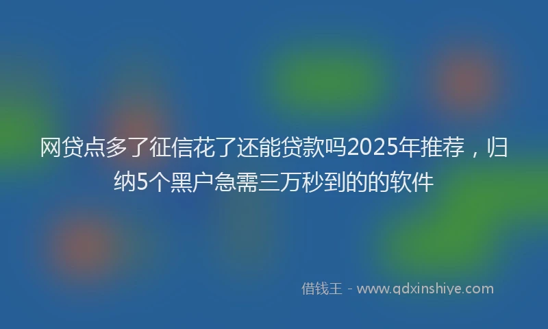 网贷点多了征信花了还能贷款吗2025年推荐，归纳5个黑户急需三万秒到的的软件