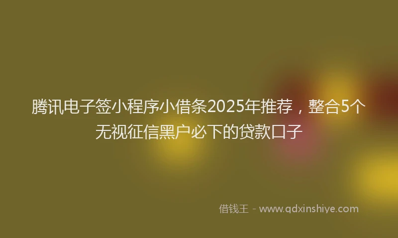 腾讯电子签小程序小借条2025年推荐，整合5个无视征信黑户必下的贷款口子