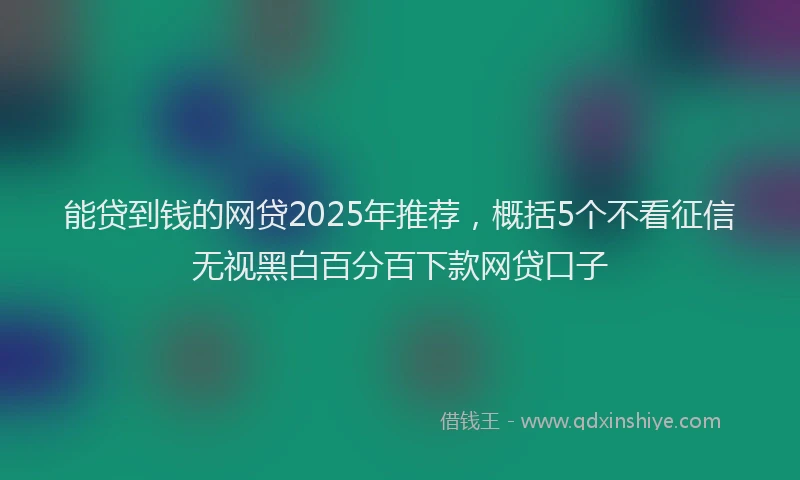 能贷到钱的网贷2025年推荐，概括5个不看征信无视黑白百分百下款网贷口子