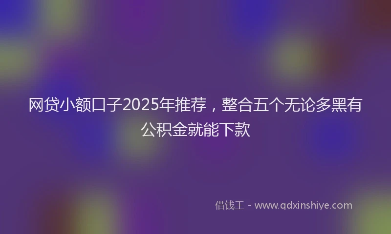 网贷小额口子2025年推荐，整合五个无论多黑有公积金就能下款