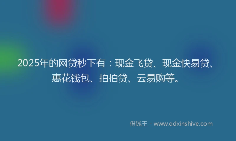 2025年的网贷秒下有：现金飞贷、现金快易贷、惠花钱包、拍拍贷、云易购等。